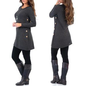 Women s Assymetrical Hacci Tunic with Buttons